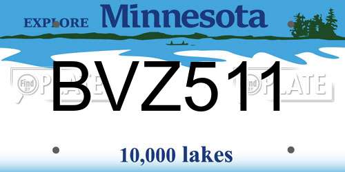 BVZ511 Minnesota License Plate