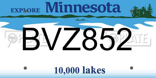 BVZ852 Minnesota License Plate