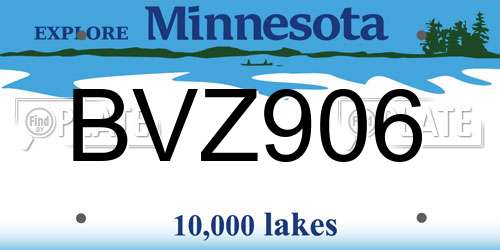 BVZ906 Minnesota License Plate