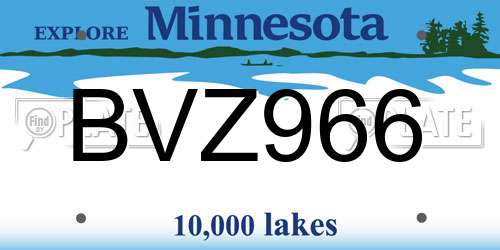 BVZ966 Minnesota License Plate