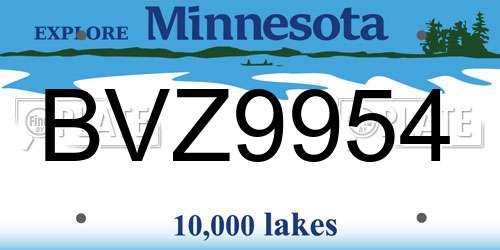 BVZ9954 Minnesota License Plate