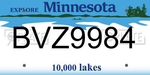 BVZ9984 Minnesota License Plate