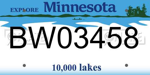 BW03458 Minnesota License Plate