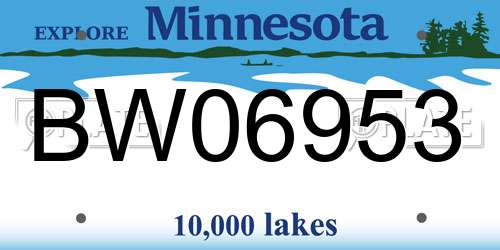 BW06953 Minnesota License Plate