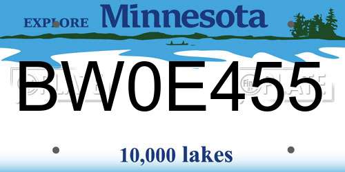 BW0E455 Minnesota License Plate