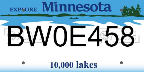 BW0E458 Minnesota License Plate