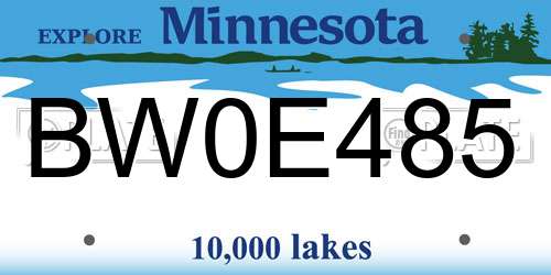 BW0E485 Minnesota License Plate
