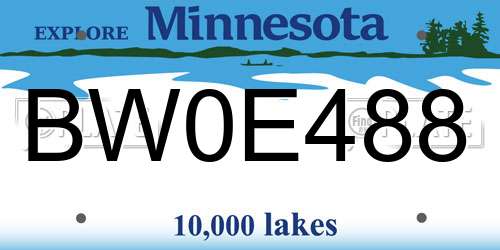 BW0E488 Minnesota License Plate