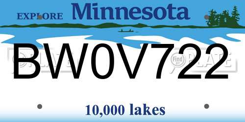 BW0V722 Minnesota License Plate