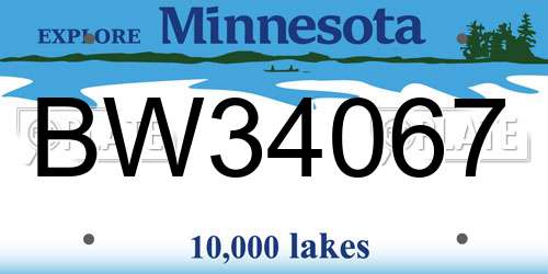 BW34067 Minnesota License Plate