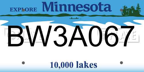 BW3A067 Minnesota License Plate