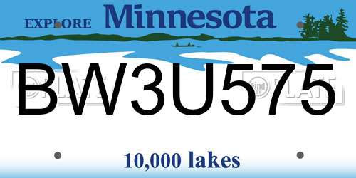 BW3U575 Minnesota License Plate