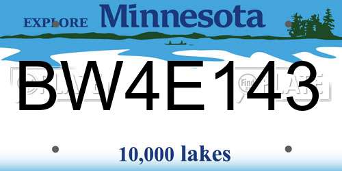 BW4E143 Minnesota License Plate