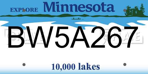 BW5A267 Minnesota License Plate