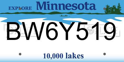 BW6Y519 Minnesota License Plate
