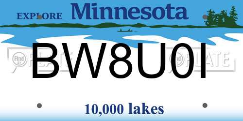 BW8U0I Minnesota License Plate