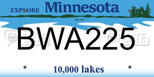 BWA225 Minnesota License Plate