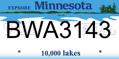 BWA3143 Minnesota License Plate