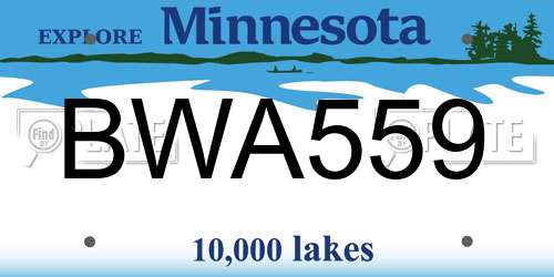 BWA559 Minnesota License Plate