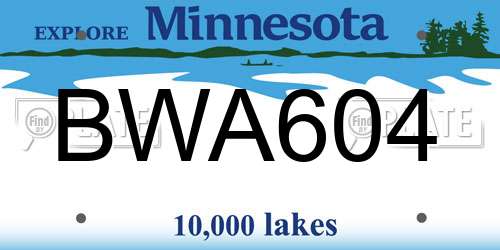 BWA604 Minnesota License Plate