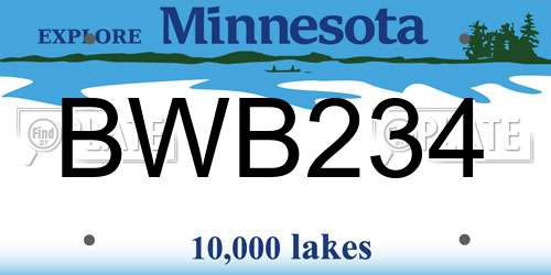 BWB234 Minnesota License Plate