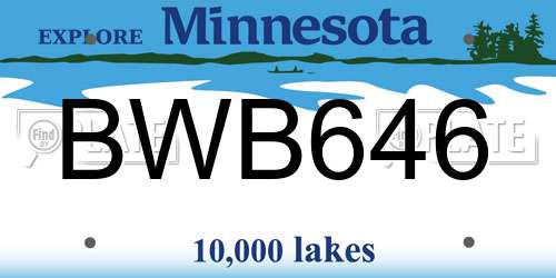 BWB646 Minnesota License Plate