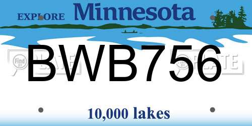 BWB756 Minnesota License Plate