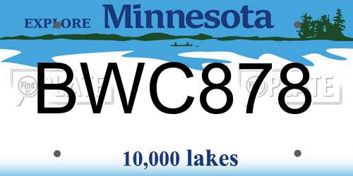 BWC878 Minnesota License Plate