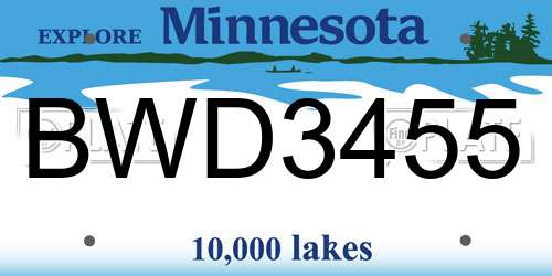 BWD3455 Minnesota License Plate