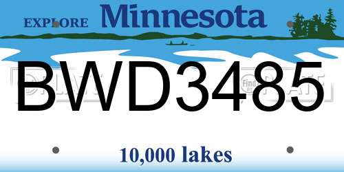 BWD3485 Minnesota License Plate