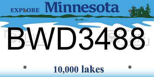 BWD3488 Minnesota License Plate