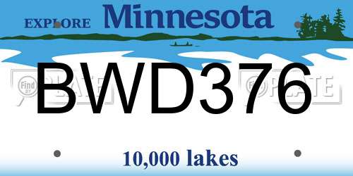 BWD376 Minnesota License Plate