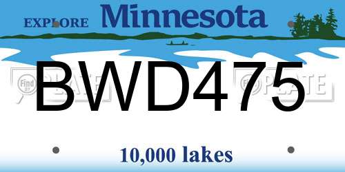 BWD475 Minnesota License Plate
