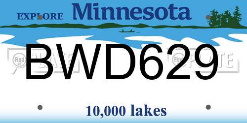 BWD629 Minnesota License Plate