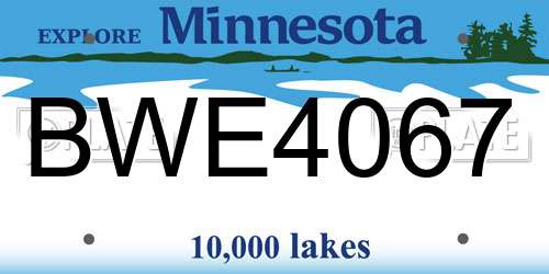 BWE4067 Minnesota License Plate