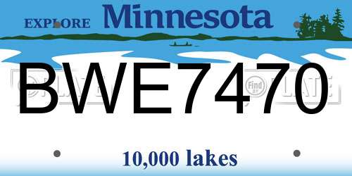 BWE7470 Minnesota License Plate