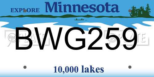 BWG259 Minnesota License Plate