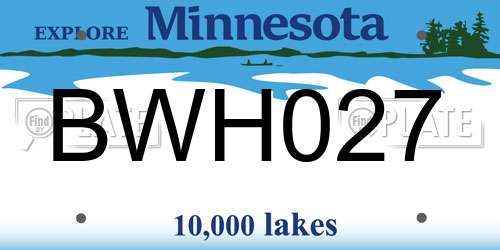 BWH027 Minnesota License Plate
