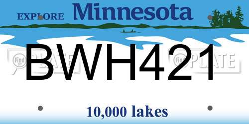 BWH421 Minnesota License Plate