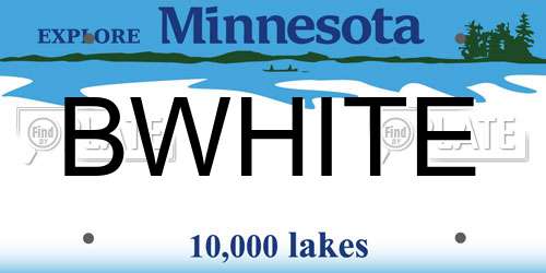 BWHITE Minnesota License Plate