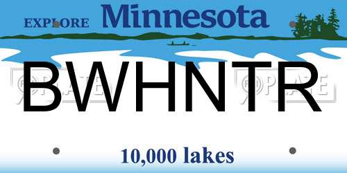 BWHNTR Minnesota License Plate
