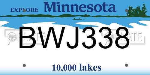 BWJ338 Minnesota License Plate
