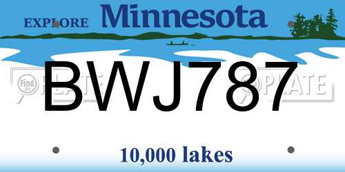 BWJ787 Minnesota License Plate