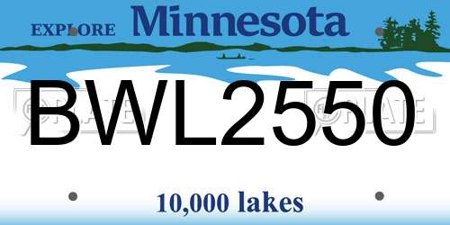 BWL2550 Minnesota License Plate