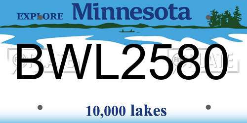 BWL2580 Minnesota License Plate