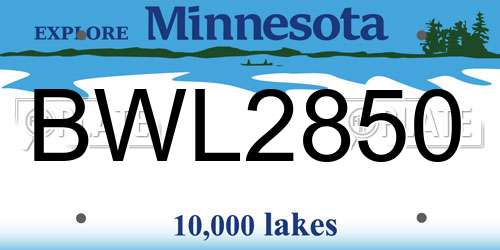 BWL2850 Minnesota License Plate