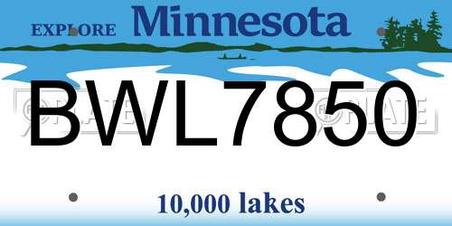 BWL7850 Minnesota License Plate