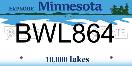 BWL864 Minnesota License Plate