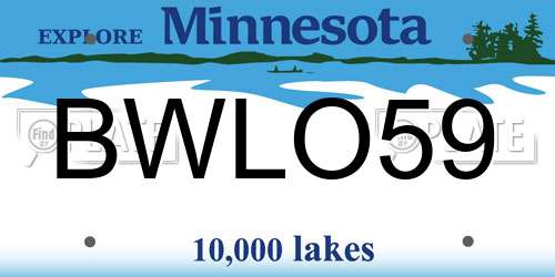 BWLO59 Minnesota License Plate