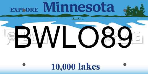 BWLO89 Minnesota License Plate